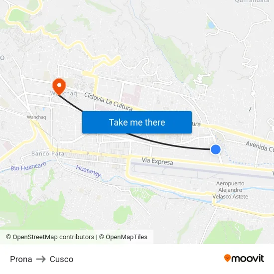 Prona to Cusco map