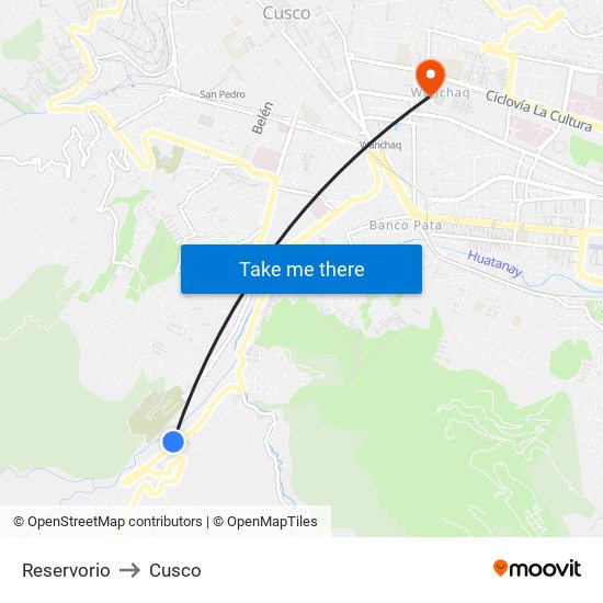 Reservorio to Cusco map