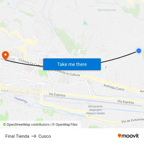 Final Tienda to Cusco map
