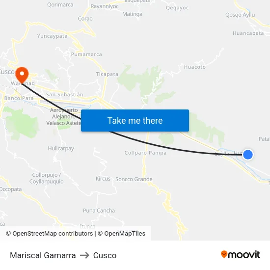 Mariscal Gamarra to Cusco map