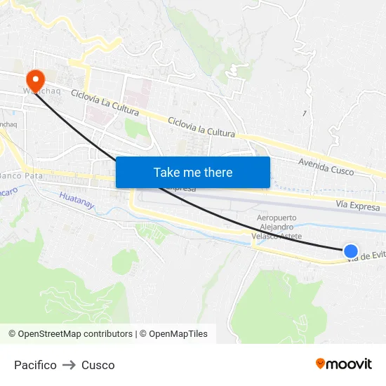 Pacifico to Cusco map