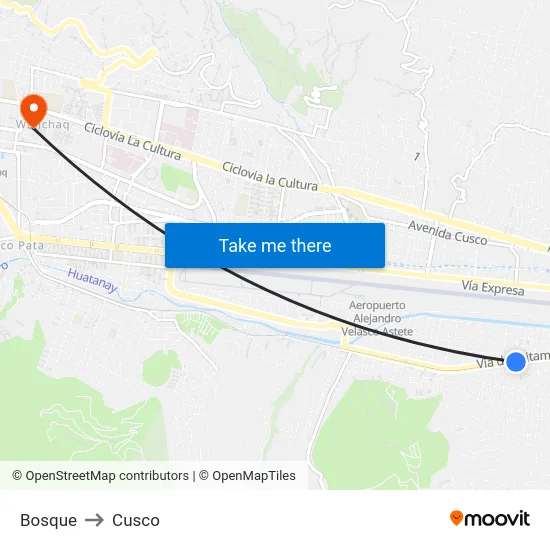 Bosque to Cusco map