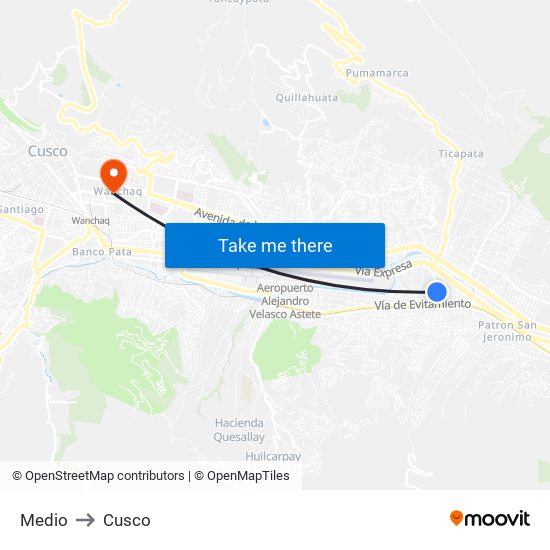 Medio to Cusco map