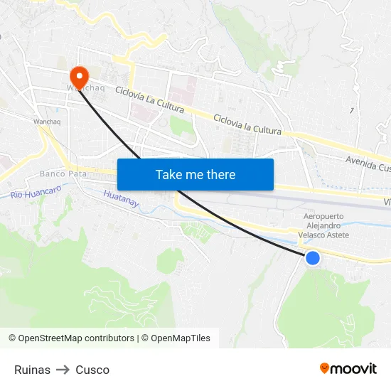 Ruinas to Cusco map