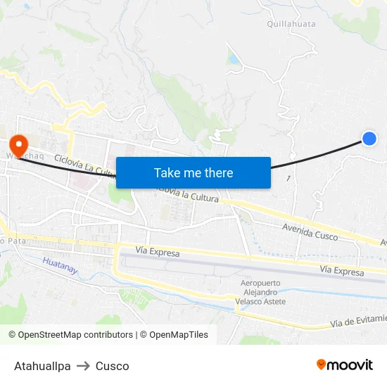 Atahuallpa to Cusco map