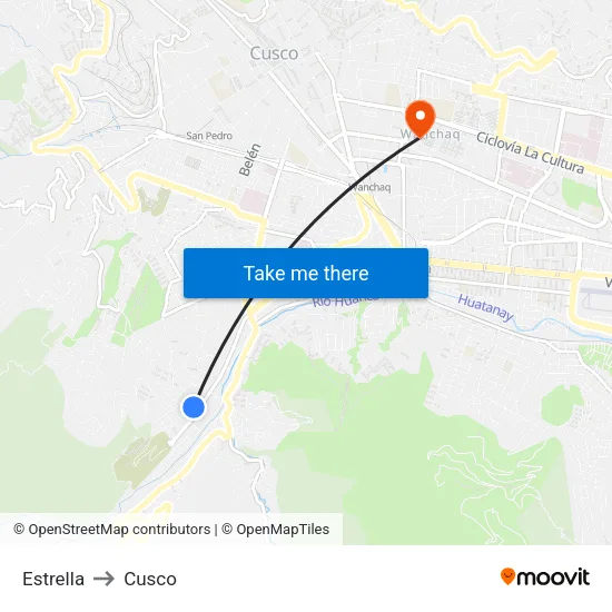 Estrella to Cusco map