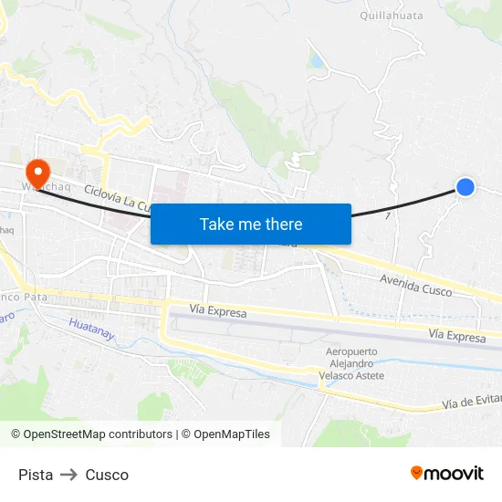 Pista to Cusco map