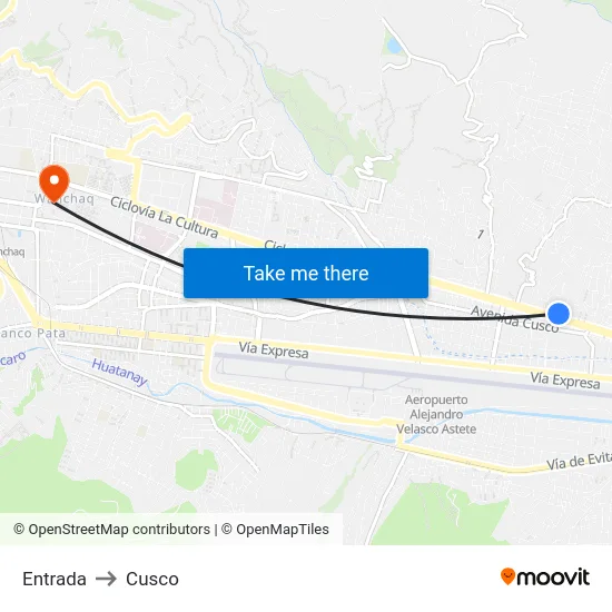 Entrada to Cusco map