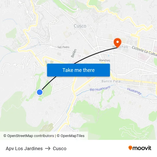 Apv Los Jardines to Cusco map