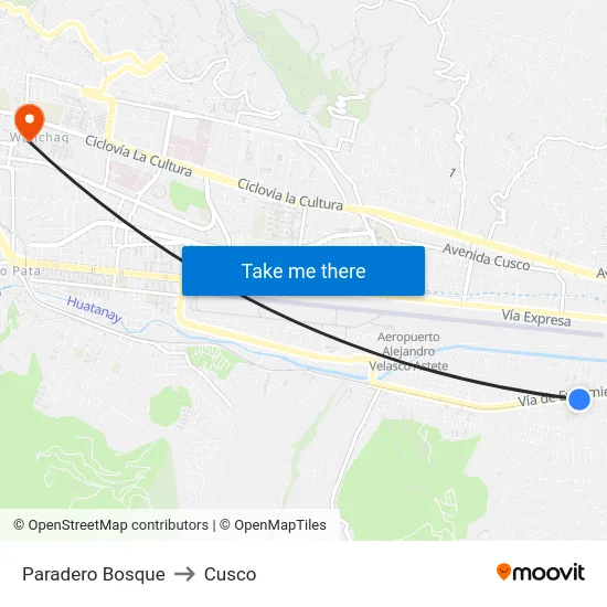 Paradero Bosque to Cusco map