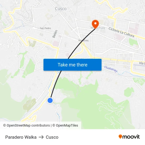 Paradero Walka to Cusco map