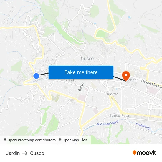 Jardin to Cusco map