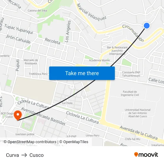 Curva to Cusco map