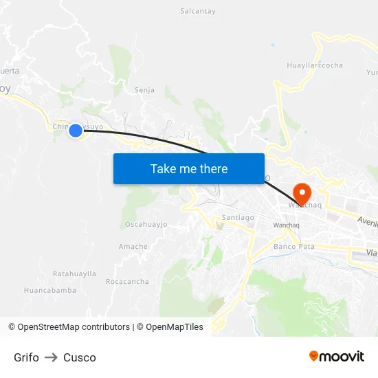 Grifo to Cusco map