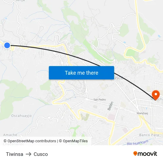 Tiwinsa to Cusco map