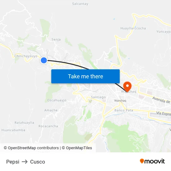Pepsi to Cusco map