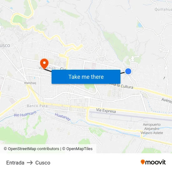 Entrada to Cusco map