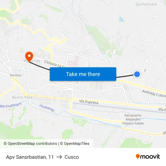 Apv Sansrbastian, 11 to Cusco map