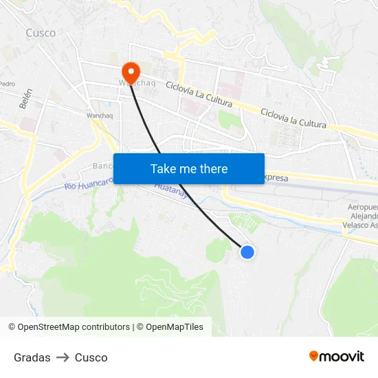 Gradas to Cusco map