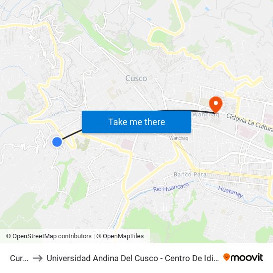 Curva to Universidad Andina Del Cusco - Centro De Idiomas map