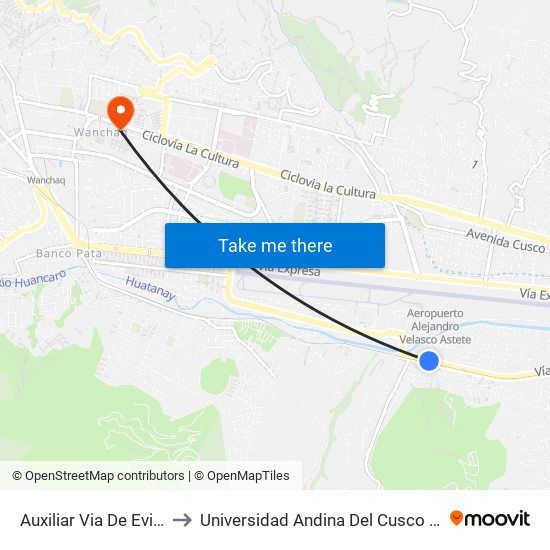 Auxiliar Via De Evitamiento, 18 to Universidad Andina Del Cusco - Centro De Idiomas map