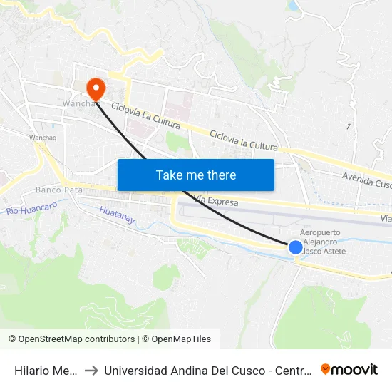 Hilario Mendivil to Universidad Andina Del Cusco - Centro De Idiomas map