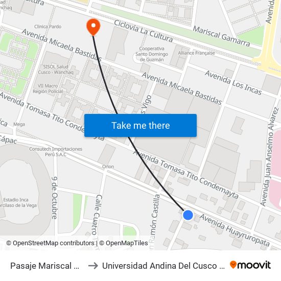 Pasaje Mariscal Gamarra, 107 to Universidad Andina Del Cusco - Centro De Idiomas map