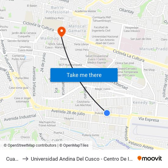 Cuarto to Universidad Andina Del Cusco - Centro De Idiomas map