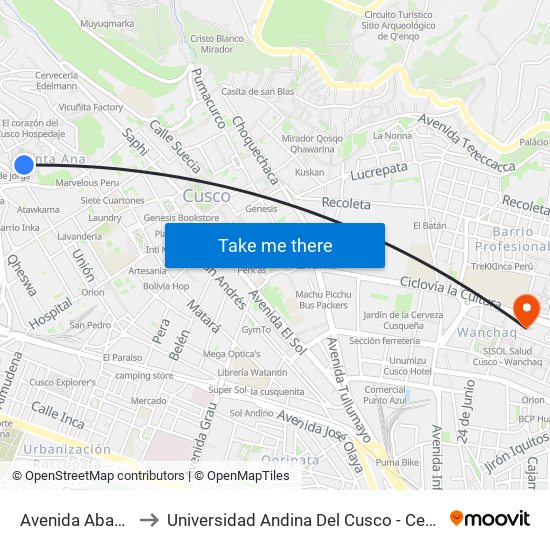 Avenida Abancay, 41 to Universidad Andina Del Cusco - Centro De Idiomas map