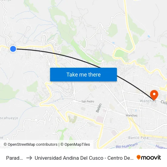 Paradero to Universidad Andina Del Cusco - Centro De Idiomas map
