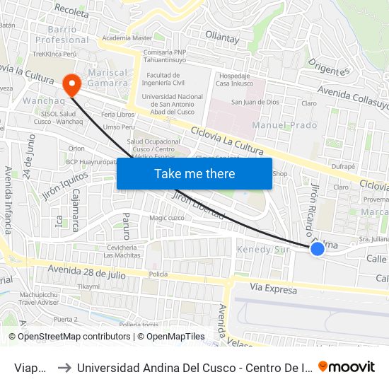 Viapass to Universidad Andina Del Cusco - Centro De Idiomas map