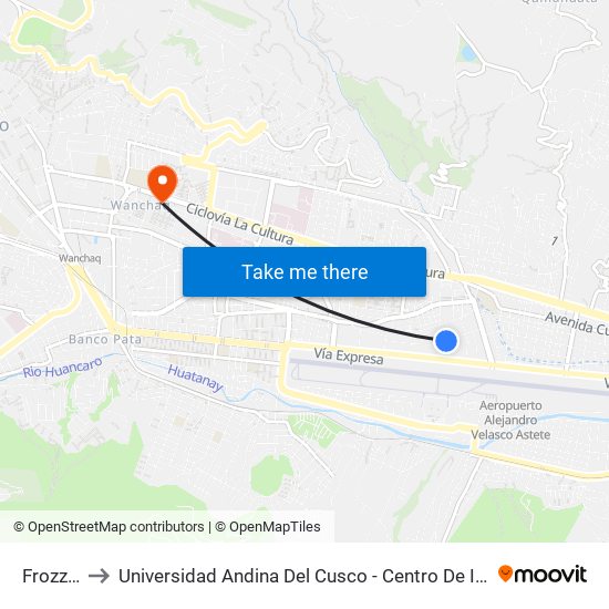 Frozzen to Universidad Andina Del Cusco - Centro De Idiomas map