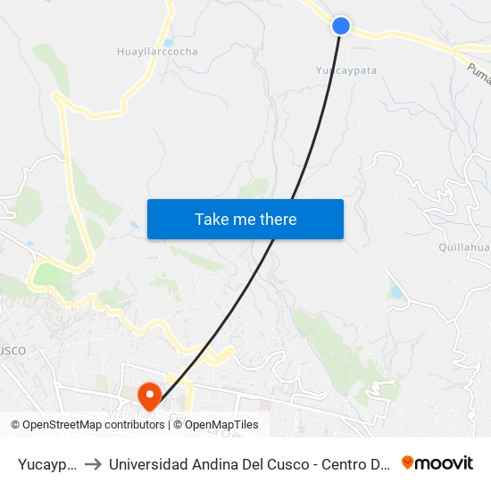 Yucaypata to Universidad Andina Del Cusco - Centro De Idiomas map