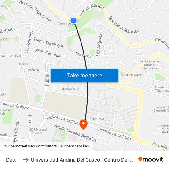 Desvio to Universidad Andina Del Cusco - Centro De Idiomas map