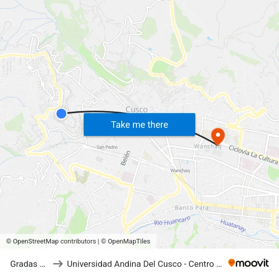 Gradas Final to Universidad Andina Del Cusco - Centro De Idiomas map
