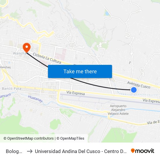 Bolognesi to Universidad Andina Del Cusco - Centro De Idiomas map