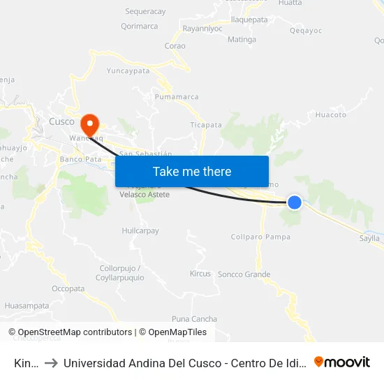 Kinta to Universidad Andina Del Cusco - Centro De Idiomas map