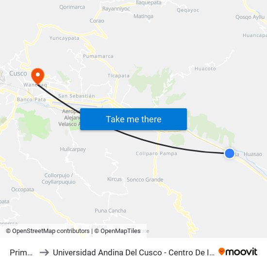 Primero to Universidad Andina Del Cusco - Centro De Idiomas map