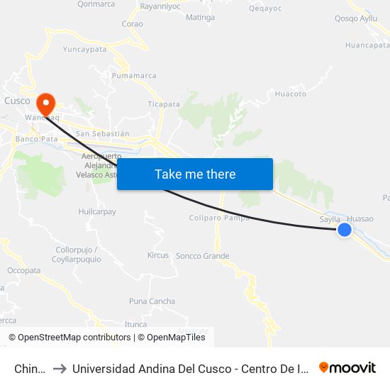 Chingo to Universidad Andina Del Cusco - Centro De Idiomas map