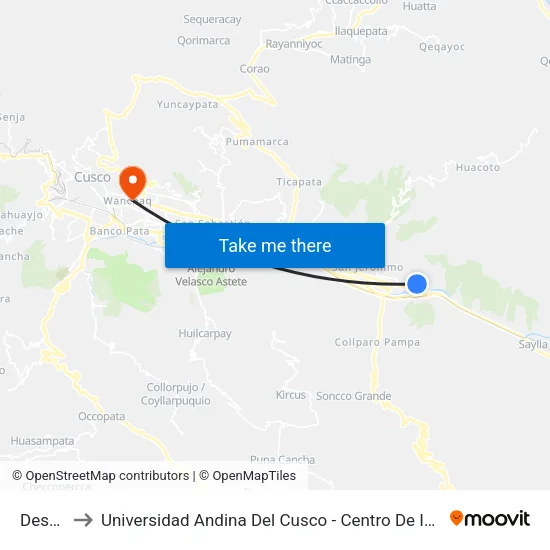 Desvio to Universidad Andina Del Cusco - Centro De Idiomas map