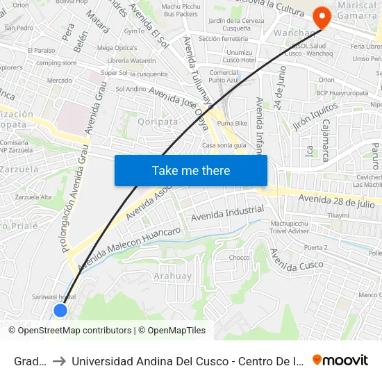 Gradas to Universidad Andina Del Cusco - Centro De Idiomas map