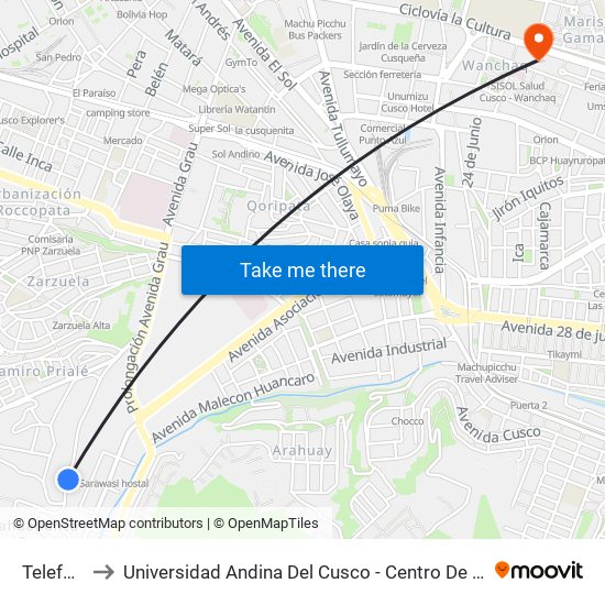 Telefono to Universidad Andina Del Cusco - Centro De Idiomas map