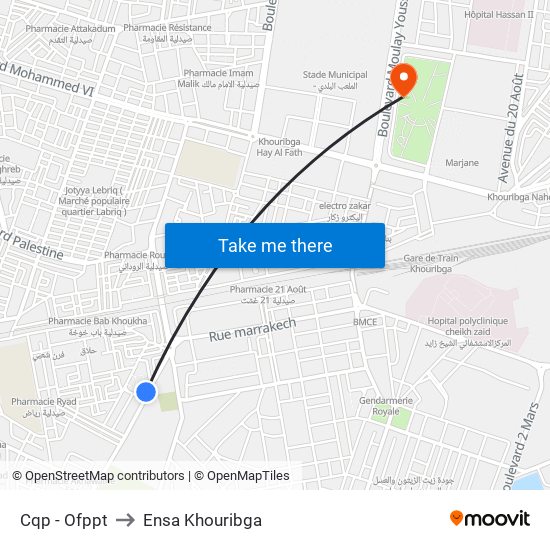 Cqp - Ofppt to Ensa Khouribga map