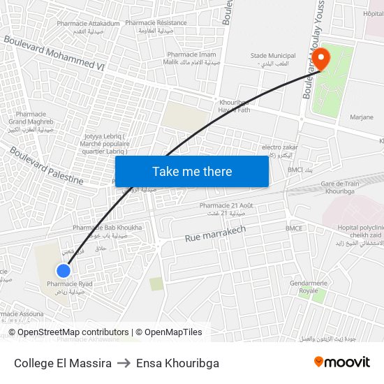 College El Massira to Ensa Khouribga map