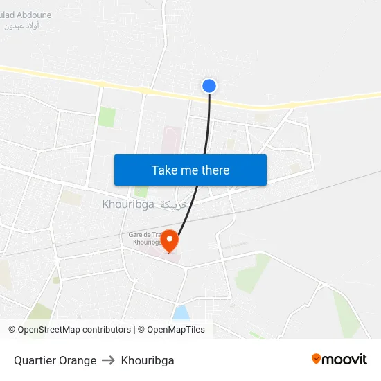 Quartier Orange to Khouribga map