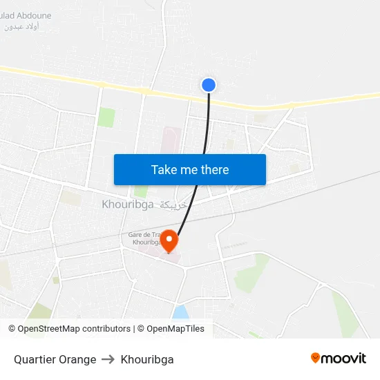 Quartier Orange to Khouribga map