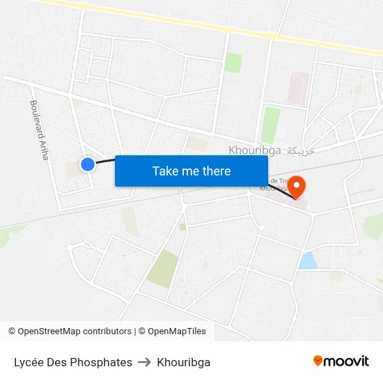 Lycée Des Phosphates to Khouribga map