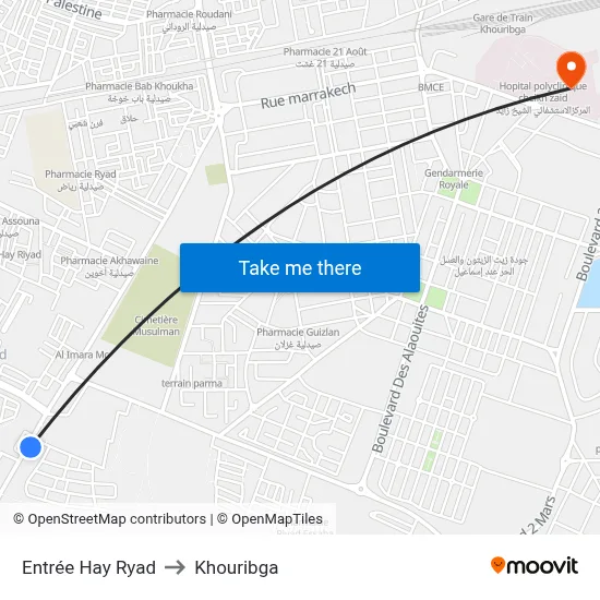 Hay Ryad Entrance to Khouribga map