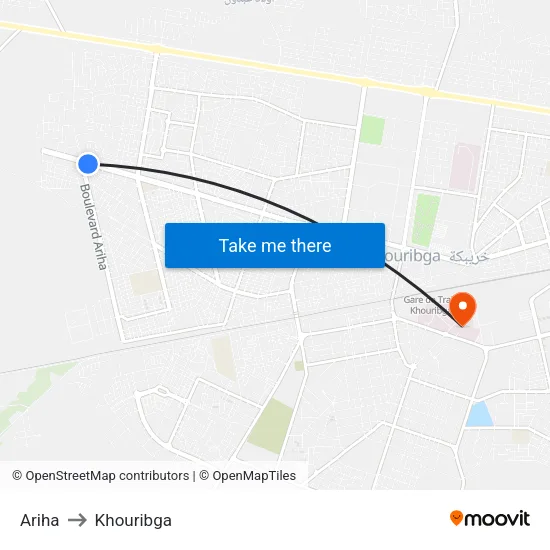 Ariha to Khouribga map