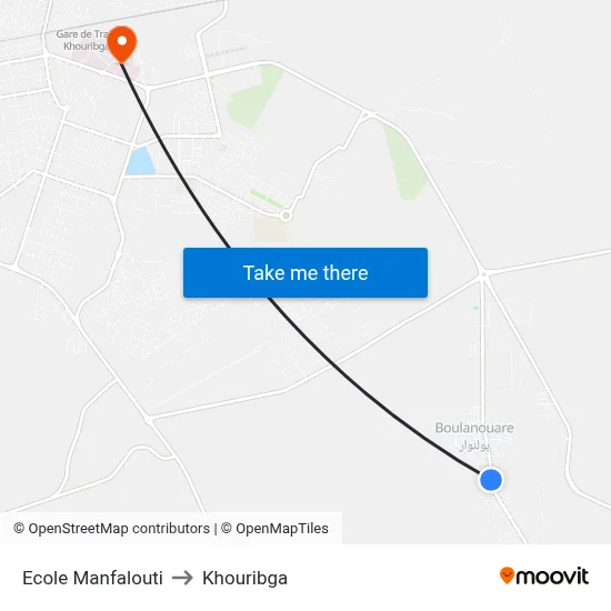 Manfalouti School to Khouribga map